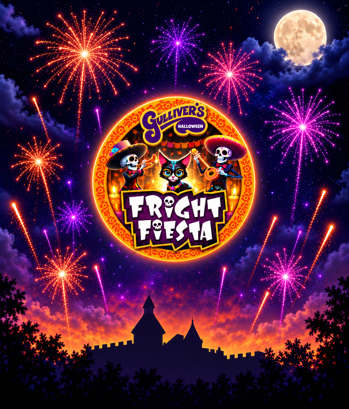 Gulliver’S Halloween Fright Fiesta Under Fireworks
